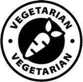 Round seal with a carrot reading Vegetarian